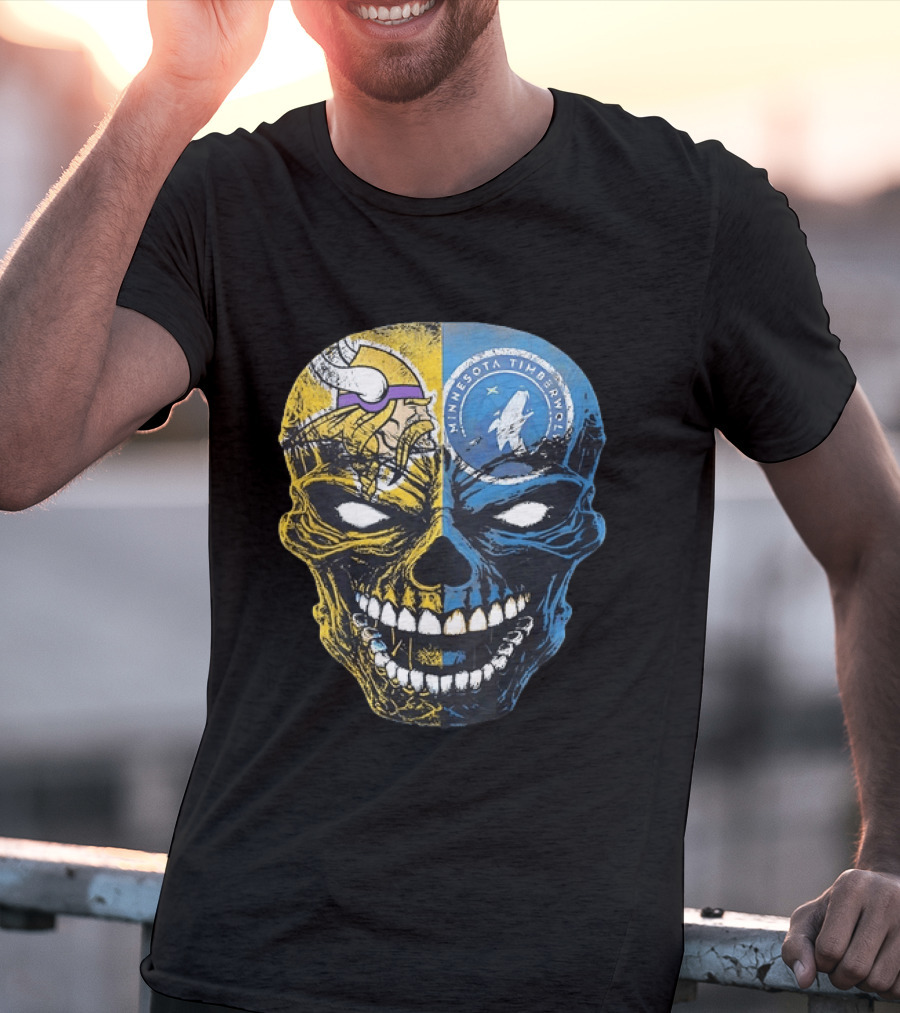 Minnesota Vikings Timberwolves Skull Mashup T-Shirt