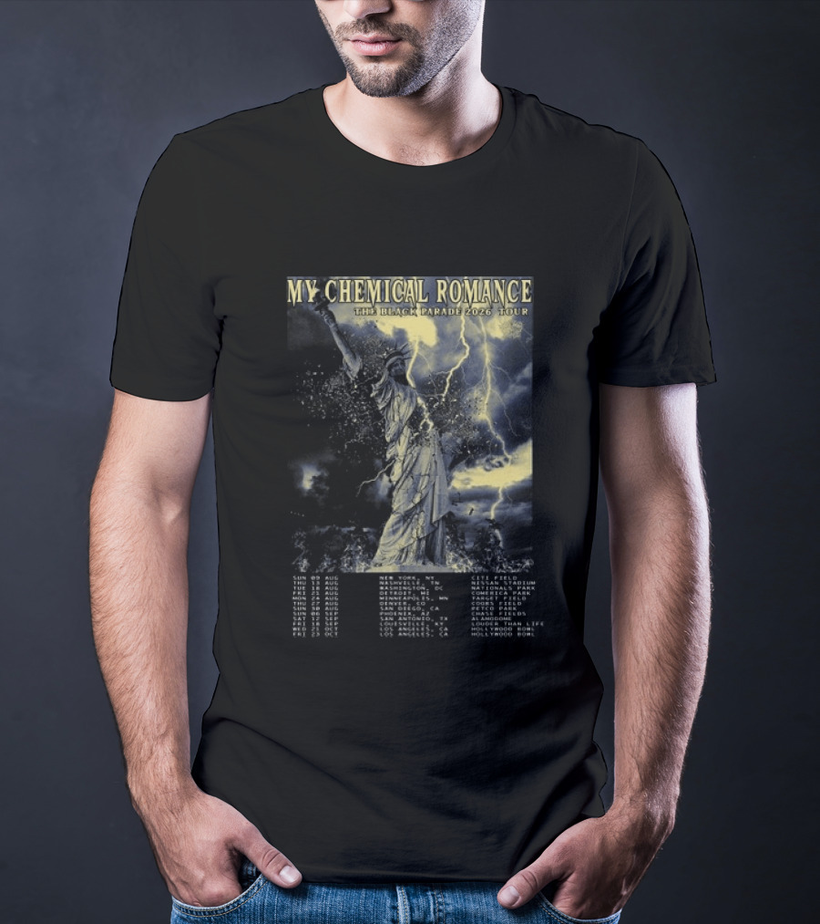 My Chemical Romance The Black Parade 2026 Tour Statue Of Liberty Concert Dates T-Shirt