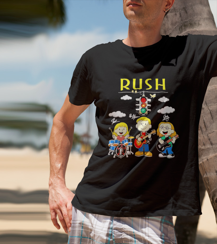 Rush Band Peanuts Parody Neil Peart Cartoon Traffic Light T-Shirt