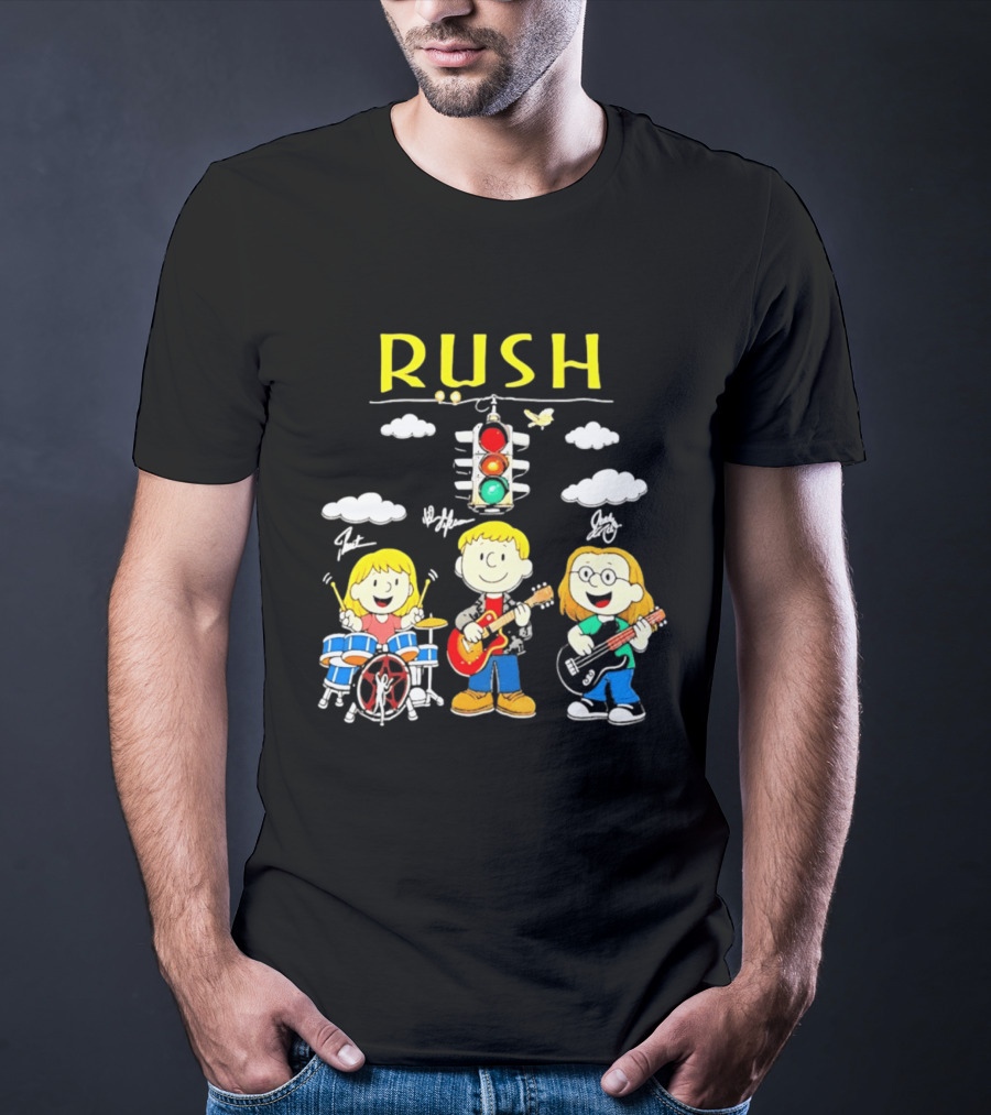 Rush Band Peanuts Parody Neil Peart Cartoon Traffic Light T-Shirt