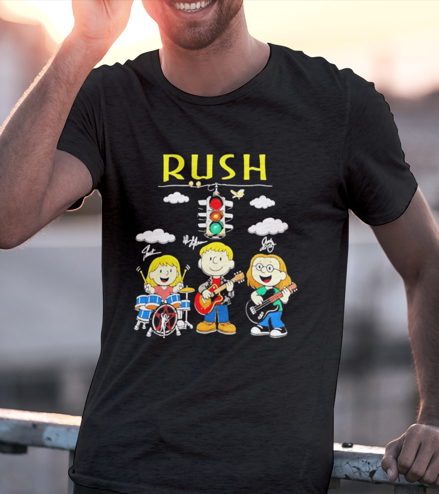 Rush Band Peanuts Parody Neil Peart Cartoon Traffic Light T-Shirt