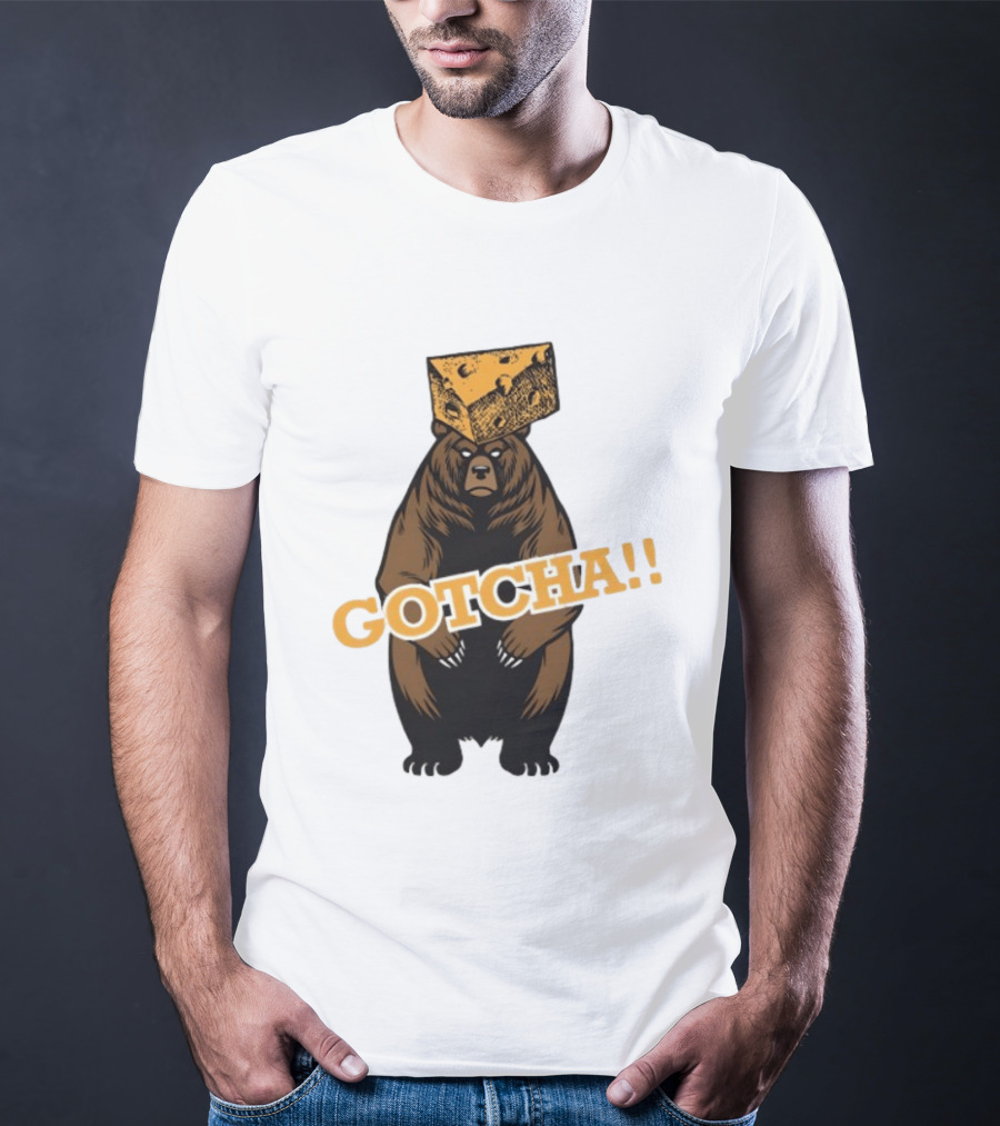 Bear Cheese Head Gotcha Green Bay Packers Fan T-Shirt