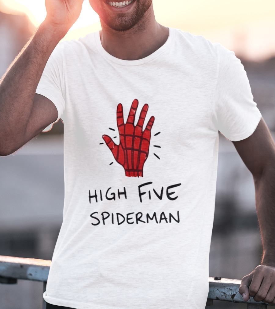 High Five Spiderman Marvel Superhero Comic Book T-Shirt