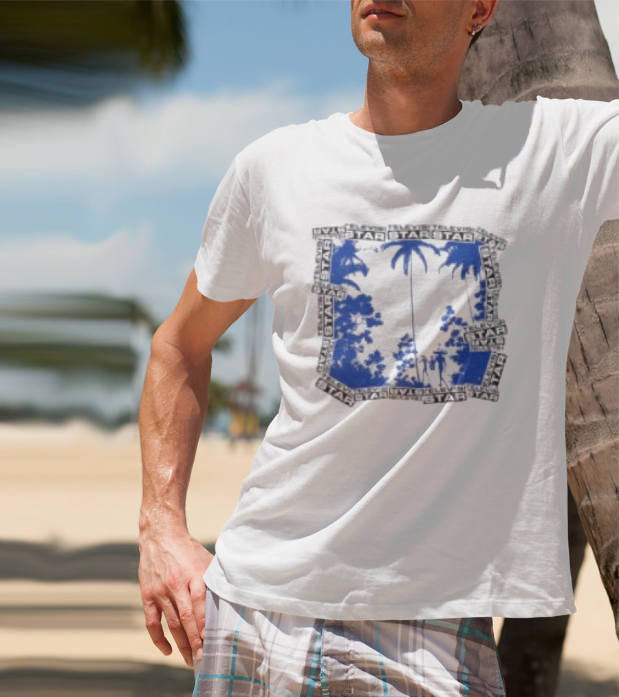 Televisi Star Catalog Store Paradise Blue White Palms T-Shirt