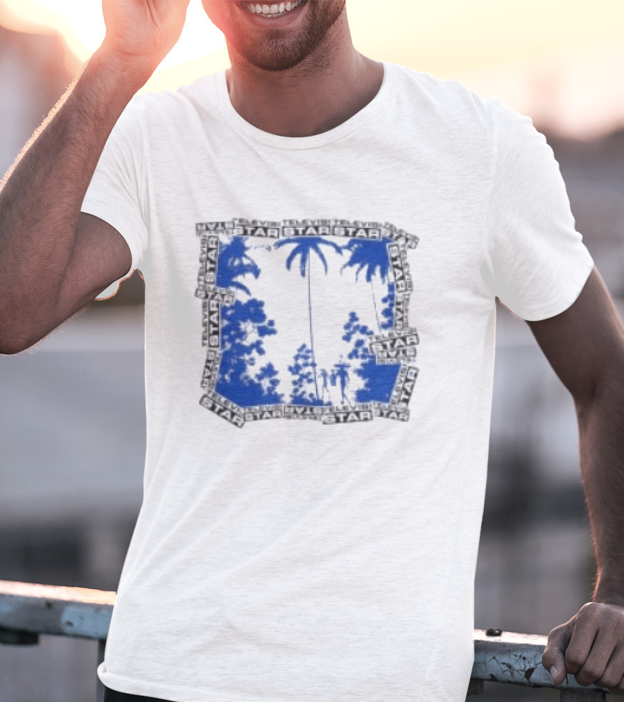 Televisi Star Catalog Store Paradise Blue White Palms T-Shirt