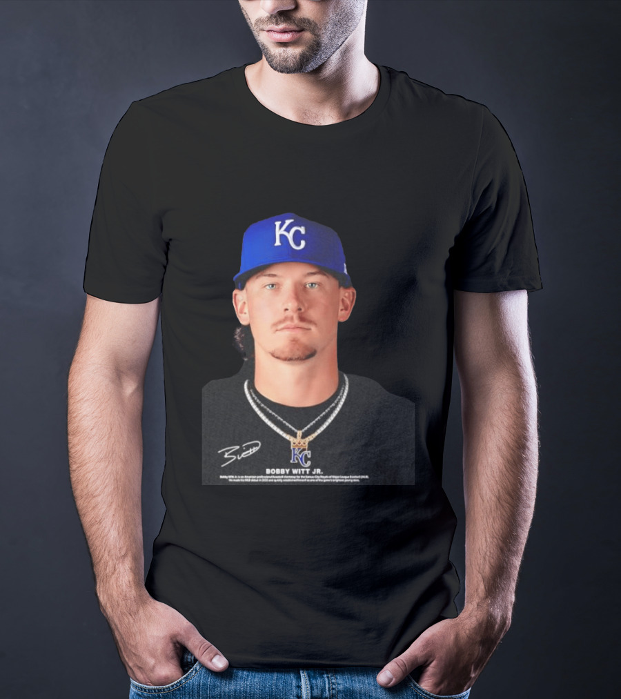 Bobby Witt Jr Kansas City Royals MLB Player Portrait Featuring KC Cap And Signature T-Shirt