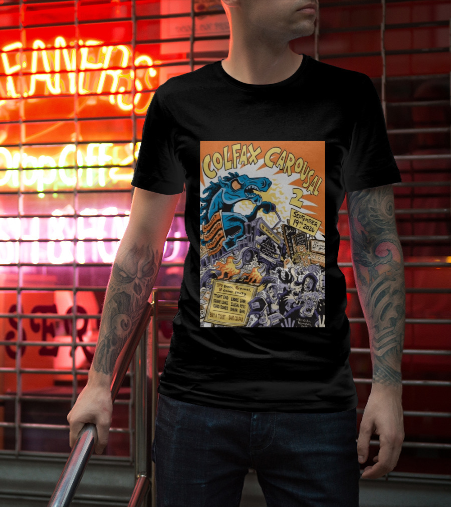 Colfax Carousal 2 Longest Wickedest Street September 19th 2026 Bands Venues Gory Party Denver CO T-Shirt