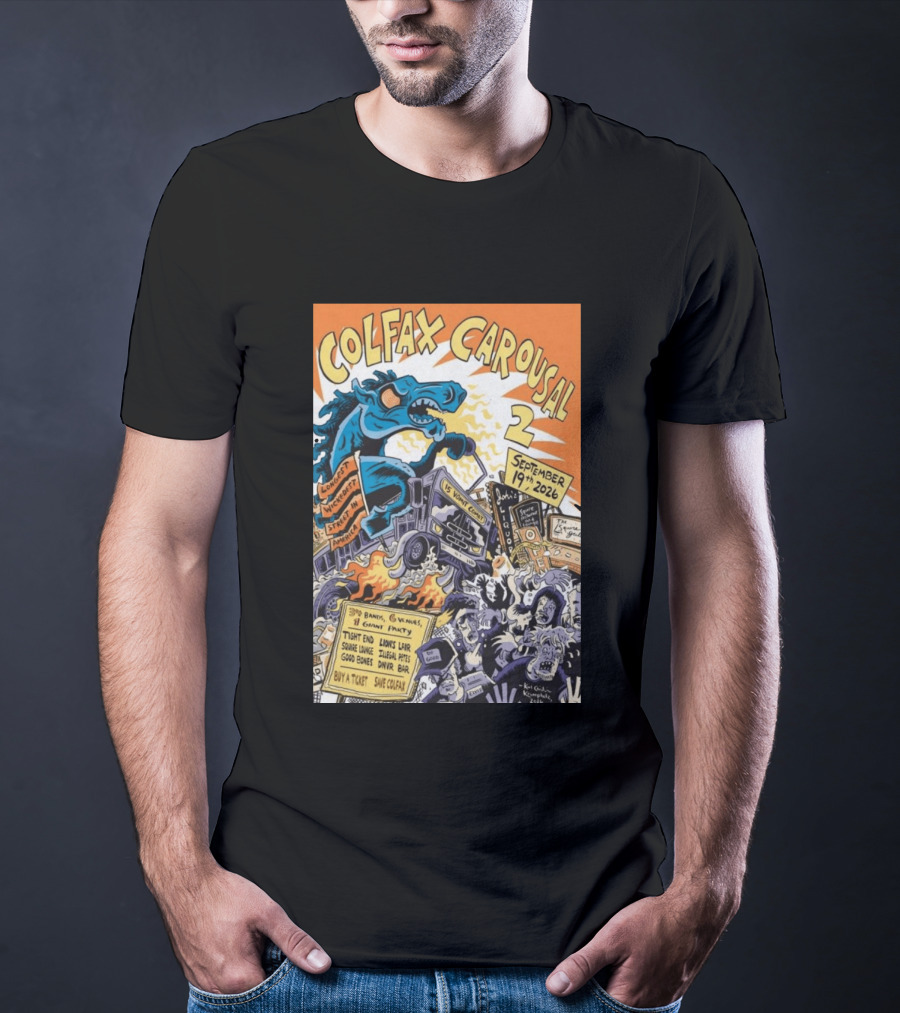 Colfax Carousal 2 Longest Wickedest Street September 19th 2026 Bands Venues Gory Party Denver CO T-Shirt