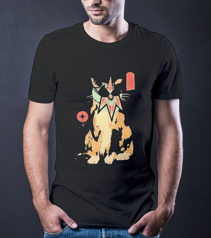Shimbashi Masked Calico Cat Eastern Symbol And Star T-Shirt
