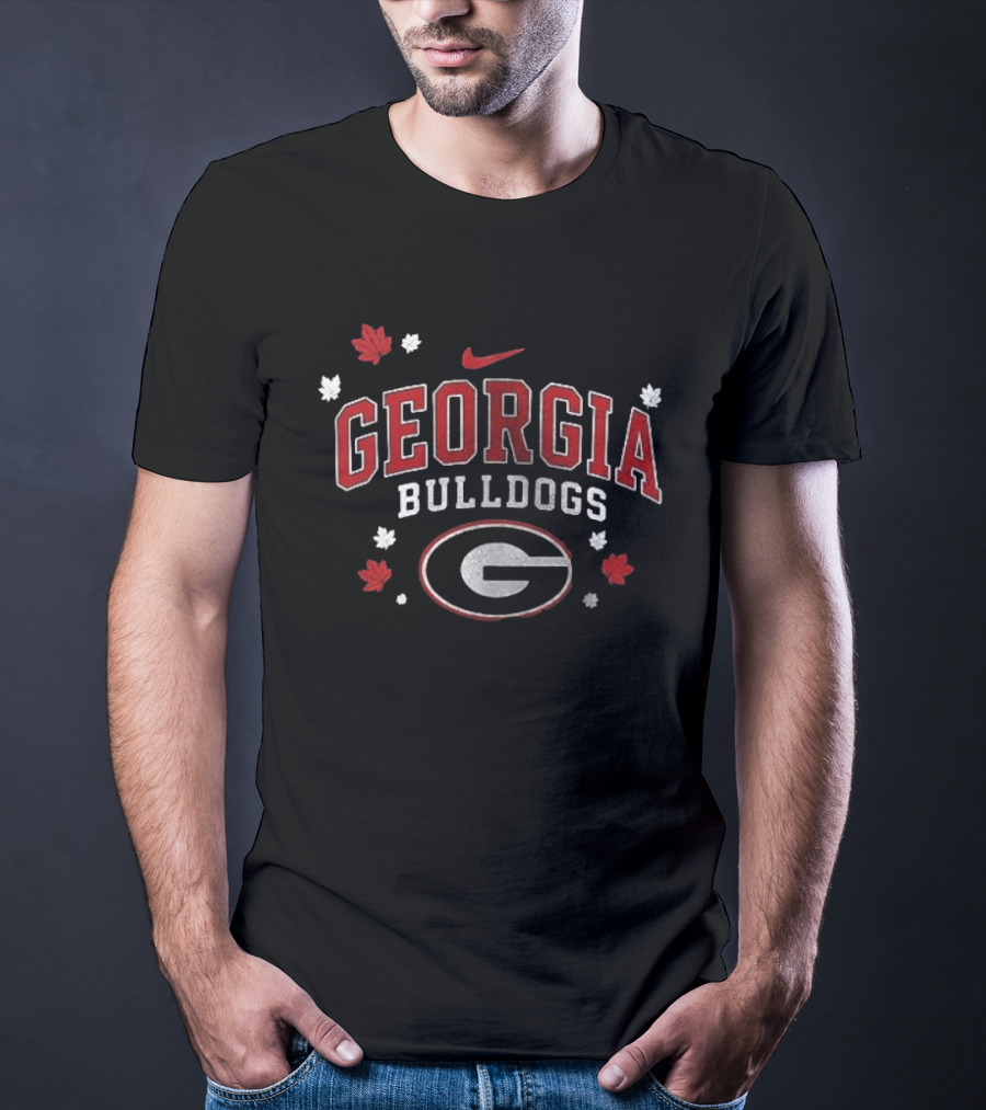 Georgia Bulldogs It's The Most Wonderful Time Of The Year Nike Logo Leafs G T-Shirt
