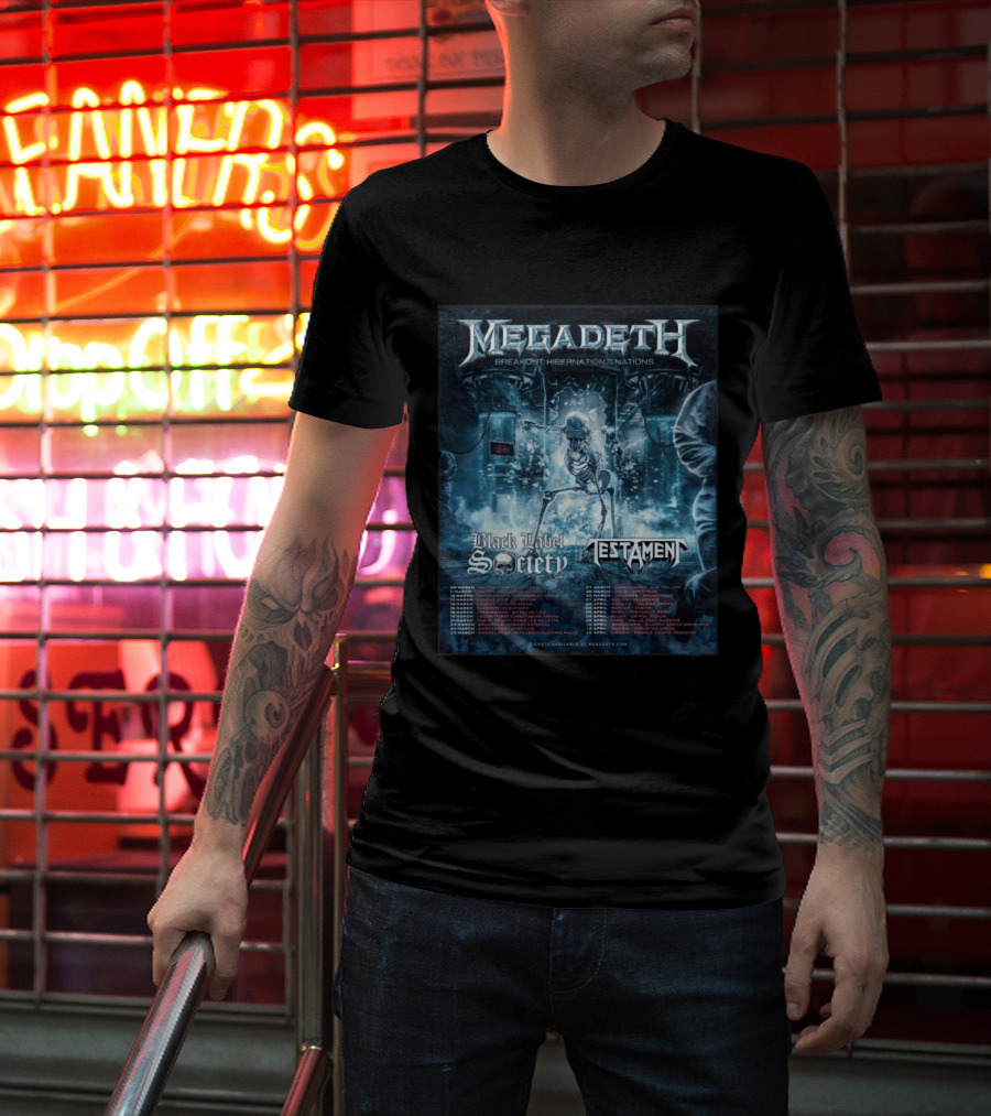Megadeth Breakout Hibernation Nations Tour Black Label Society Testament T-Shirt