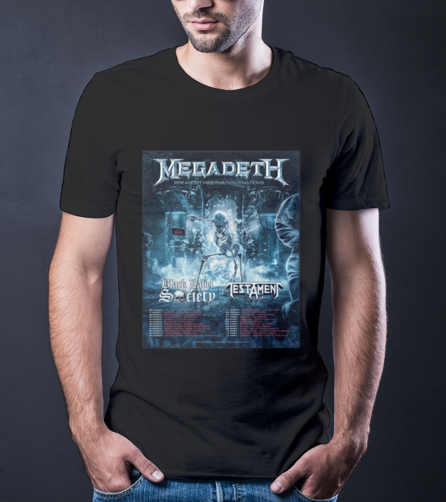 Megadeth Breakout Hibernation Nations Tour Black Label Society Testament T-Shirt