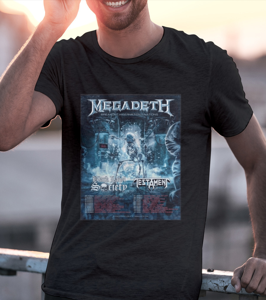 Megadeth Breakout Hibernation Nations Tour Black Label Society Testament T-Shirt