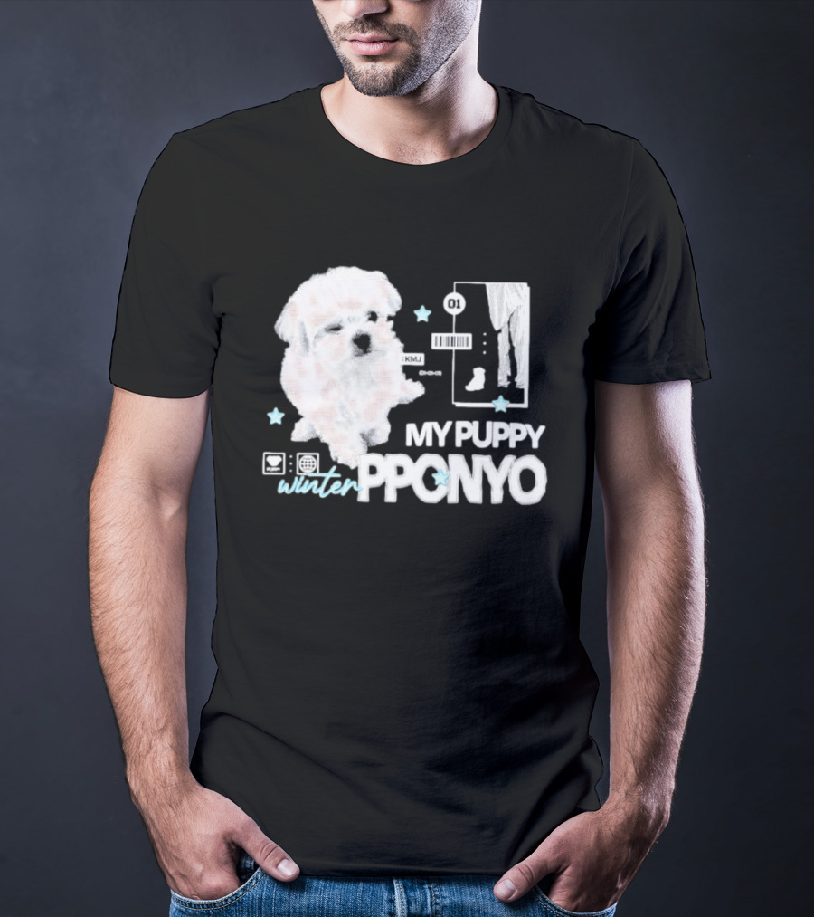 Winter Aespa My Puppy Pponyo KMJ Cute Dog T-Shirt