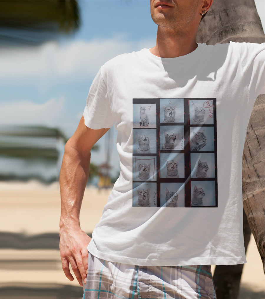 Tabby Cat Film Strip Series With Numbered Frames And Annotations T-Shirt