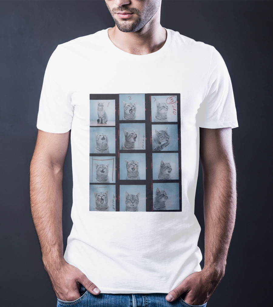 Tabby Cat Film Strip Series With Numbered Frames And Annotations T-Shirt
