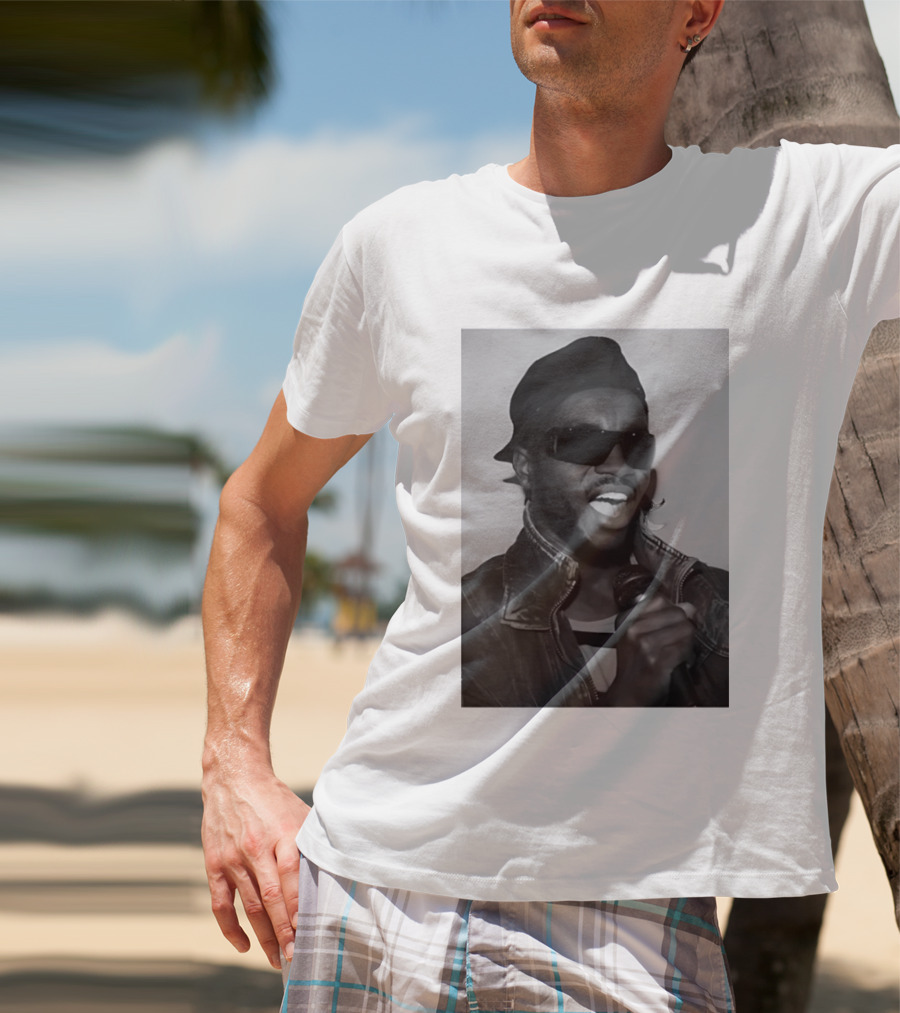 Ata Kak Iconic Ghanaian Musician Highlife Style Sunglasses Microphone Denim Jacket T-Shirt