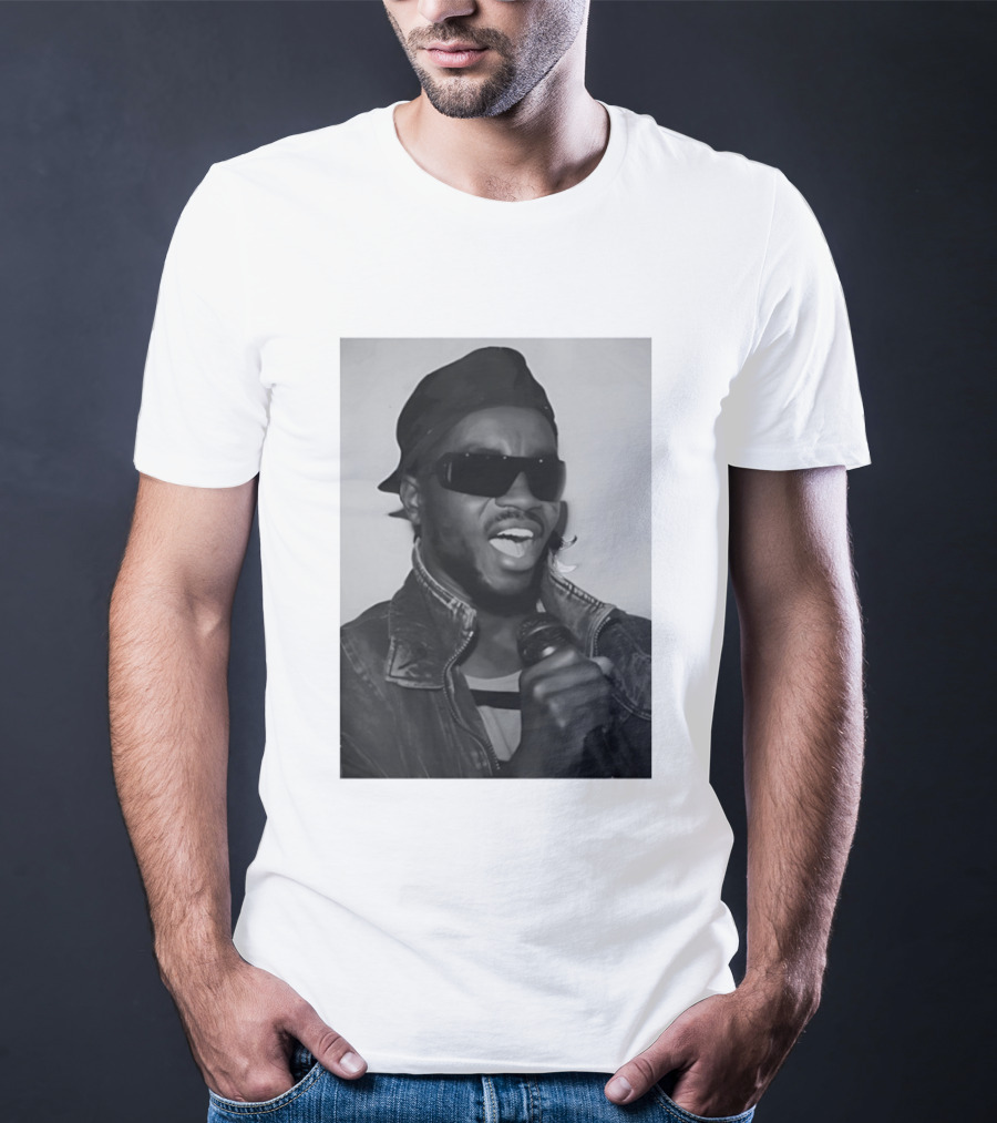 Ata Kak Iconic Ghanaian Musician Highlife Style Sunglasses Microphone Denim Jacket T-Shirt