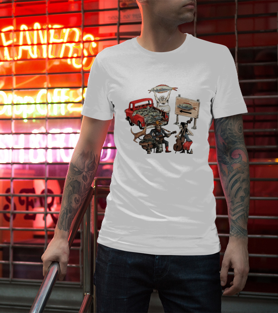 Bluegrass Band Jam Session With Truckload Of Fish And Red Pickup T-Shirt