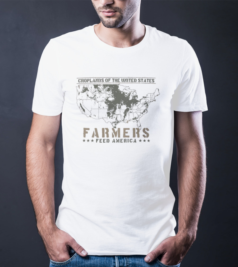 Farmers Feed America Croplands Of The United States Map T-Shirt