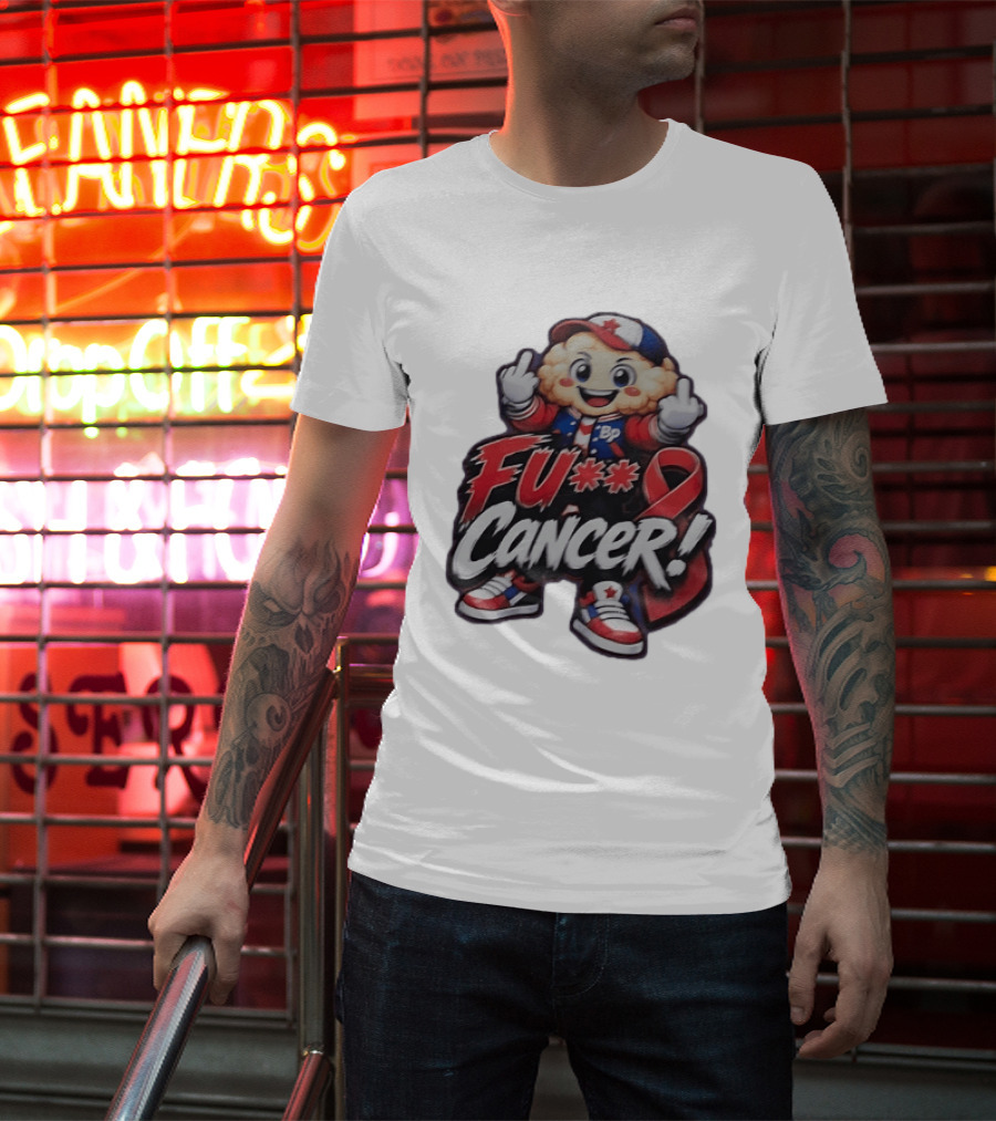 Fu Cancer BP Kid With Awareness Ribbon Support T-Shirt