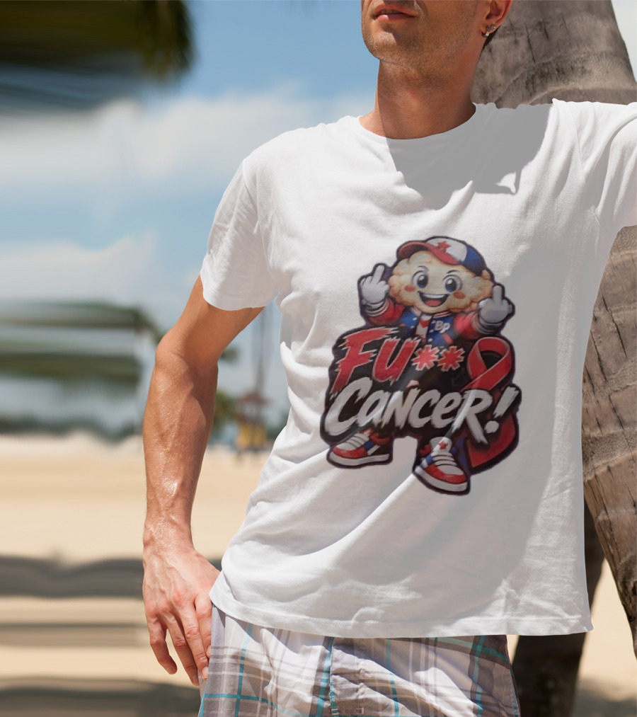 Fu Cancer BP Kid With Awareness Ribbon Support T-Shirt