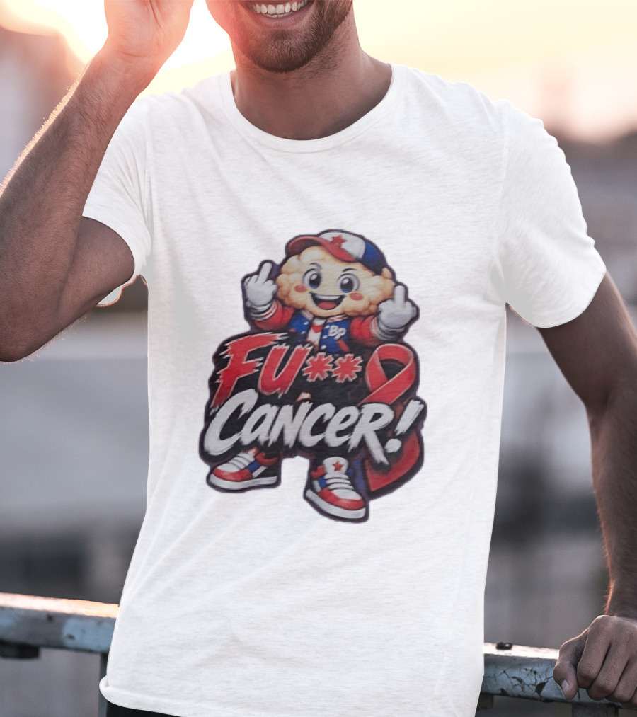 Fu Cancer BP Kid With Awareness Ribbon Support T-Shirt