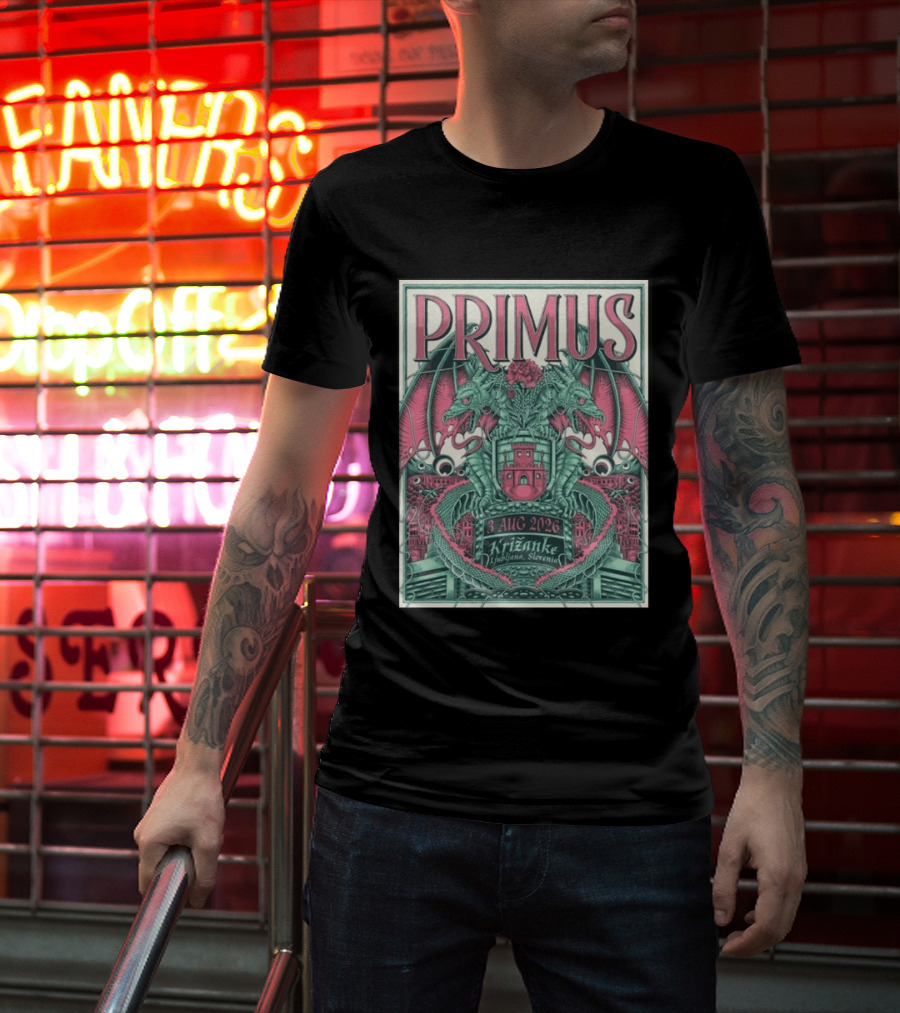 PRIMUS 3 Aug 2026 Križanke Ljubljana Slovenia Dragon T-Shirt
