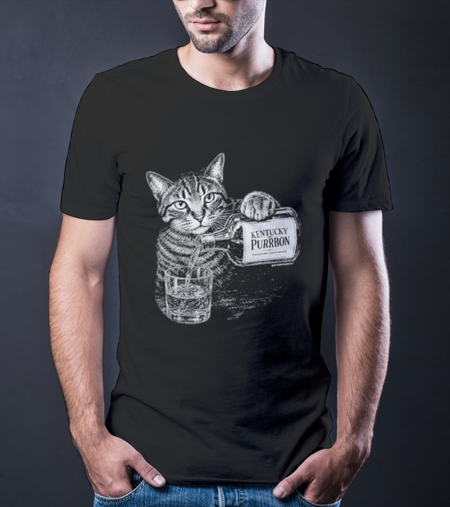 Kentucky Purrbon Cat Pouring Whiskey Bourbon T-Shirt