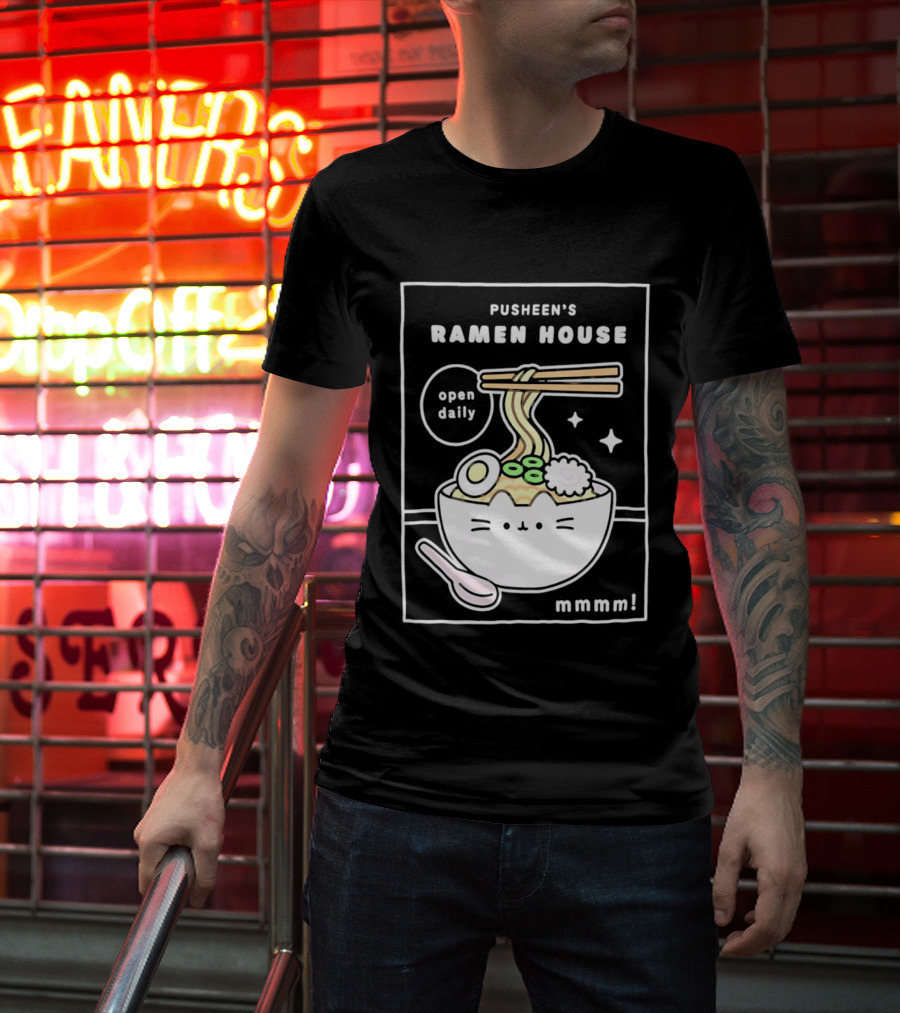 Pusheen's Ramen House Open Daily Noodles Kawaii Mmmm T-Shirt