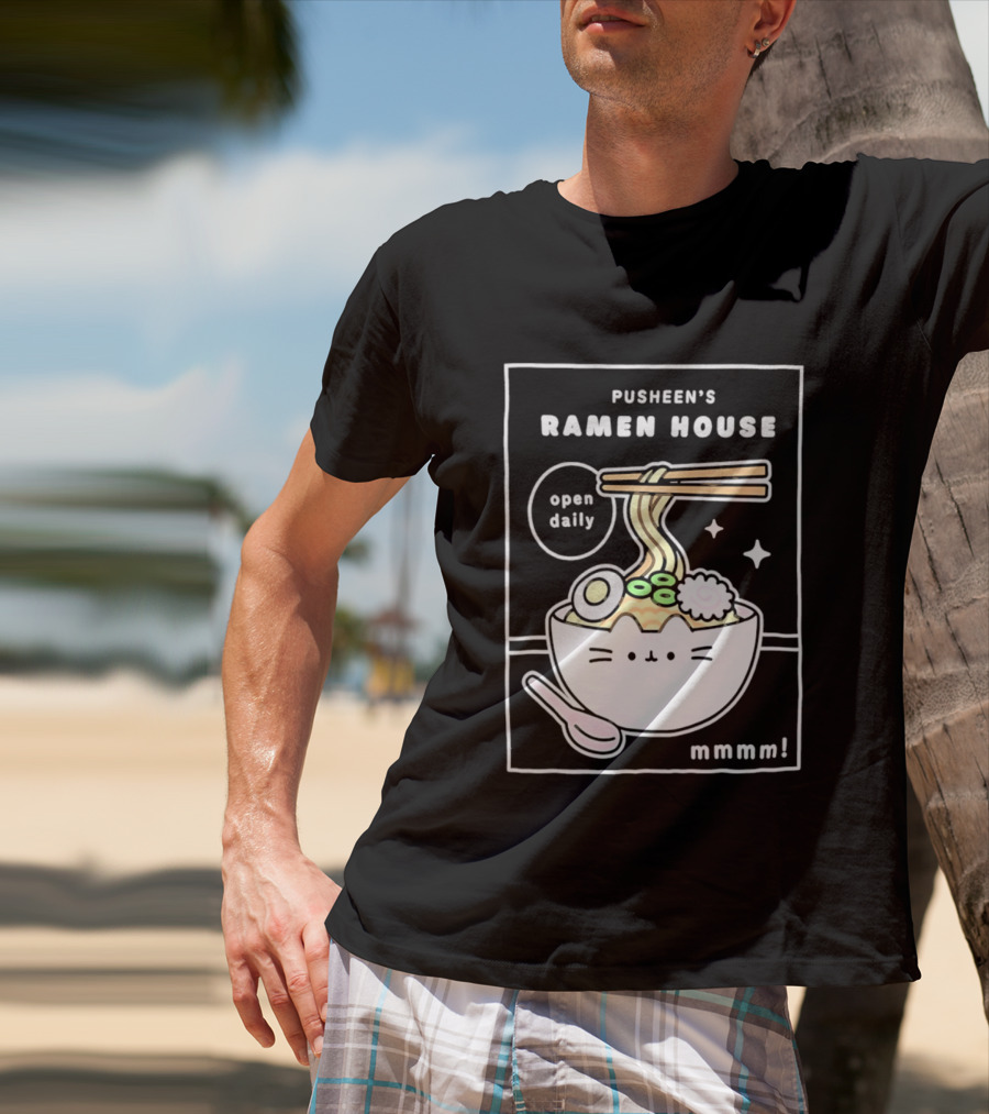 Pusheen's Ramen House Open Daily Noodles Kawaii Mmmm T-Shirt