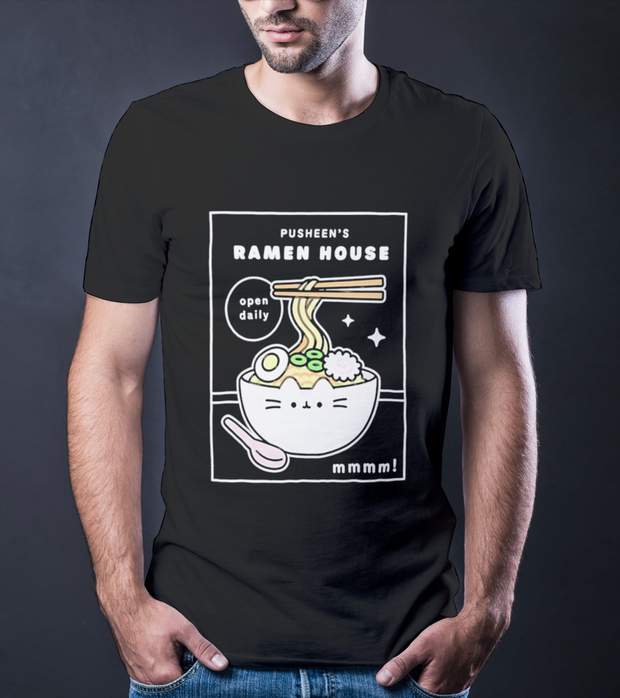 Pusheen's Ramen House Open Daily Noodles Kawaii Mmmm T-Shirt