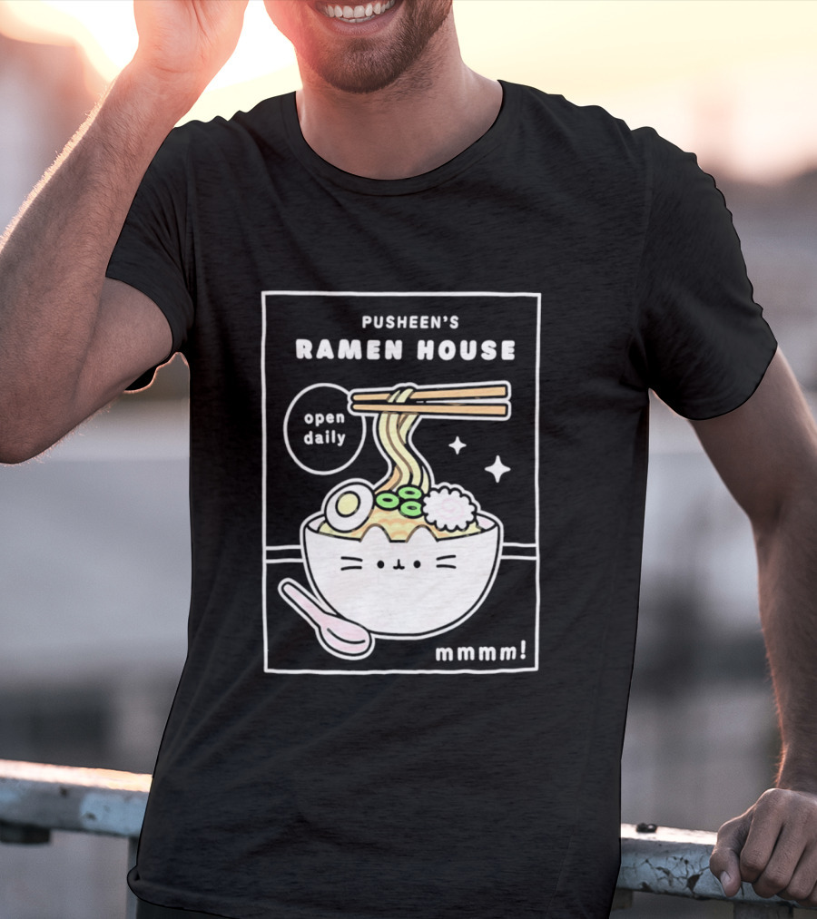 Pusheen's Ramen House Open Daily Noodles Kawaii Mmmm T-Shirt