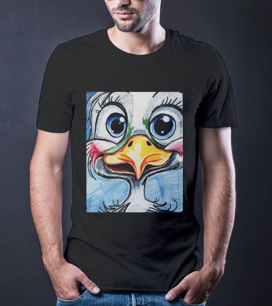 Swoopy The Charming Seagull By Viktor With Big Blue Eyes And Colorful Beak T-Shirt