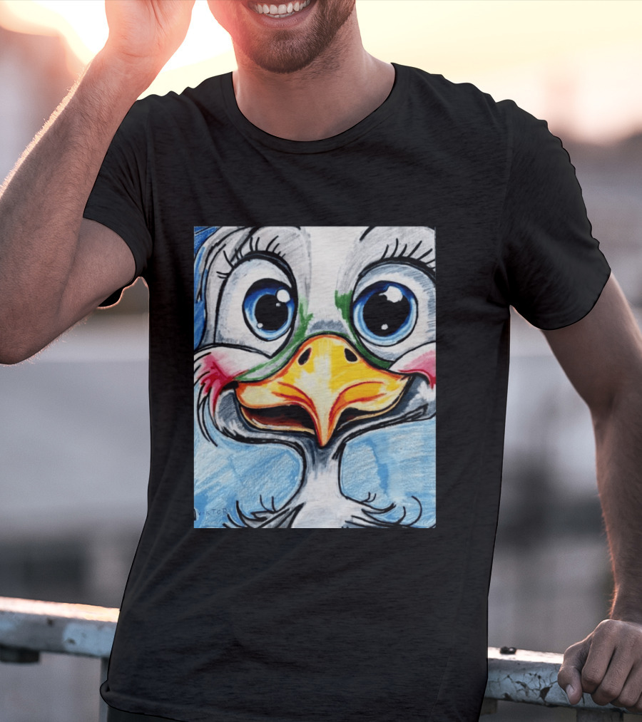 Swoopy The Charming Seagull By Viktor With Big Blue Eyes And Colorful Beak T-Shirt