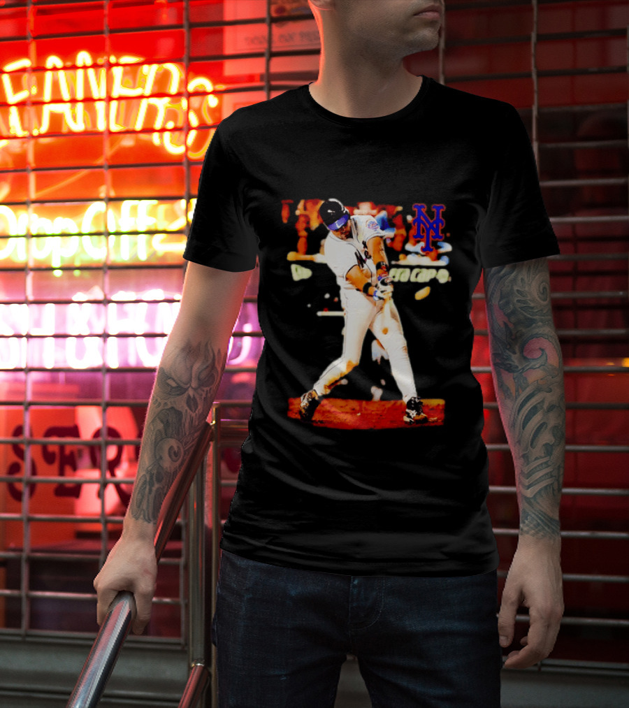 Mike Piazza New York Mets Batting Action MLB Player Swing T-Shirt