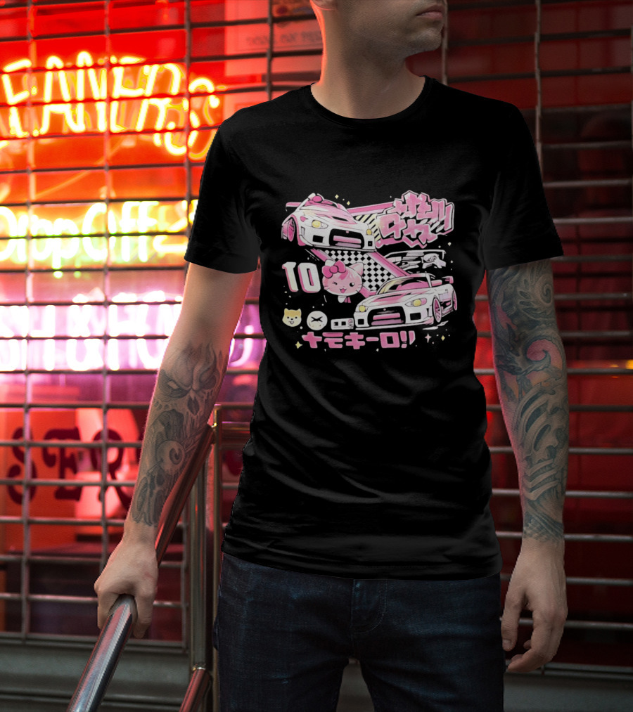 Hello Kitty Pink Racing Car Aesthetic JDM !! 10 Racing Cats T-Shirt