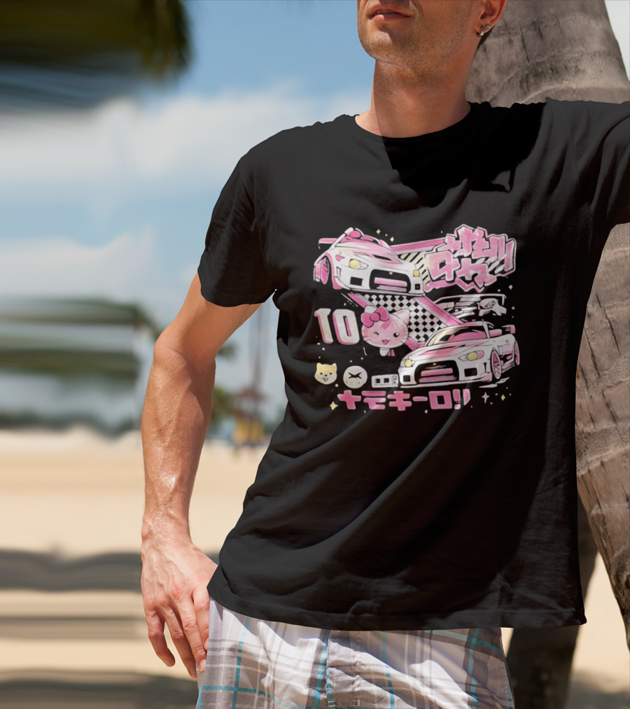 Hello Kitty Pink Racing Car Aesthetic JDM !! 10 Racing Cats T-Shirt