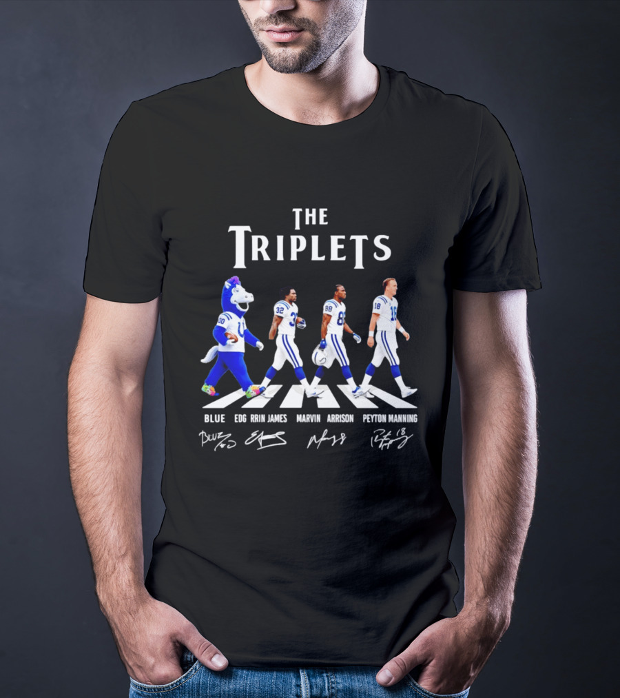 The Triplets Blue Edgerrin James Marvin Harrison Peyton Manning Indianapolis Colts T-Shirt