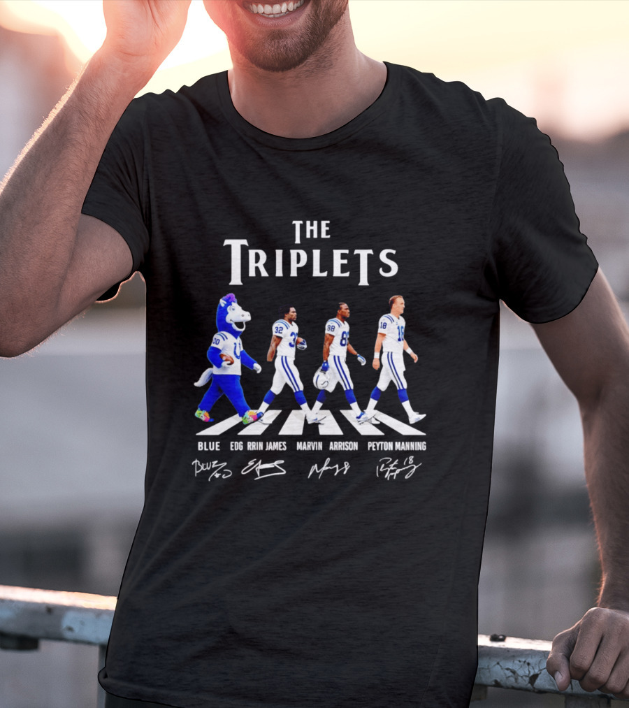 The Triplets Blue Edgerrin James Marvin Harrison Peyton Manning Indianapolis Colts T-Shirt