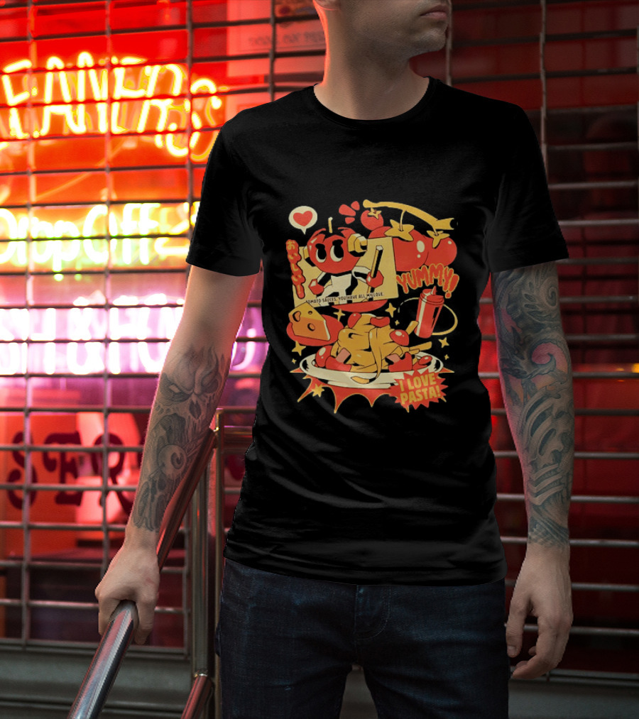 Tomato Sauces Yummy I Love Pasta With Cheese And Heart T-Shirt