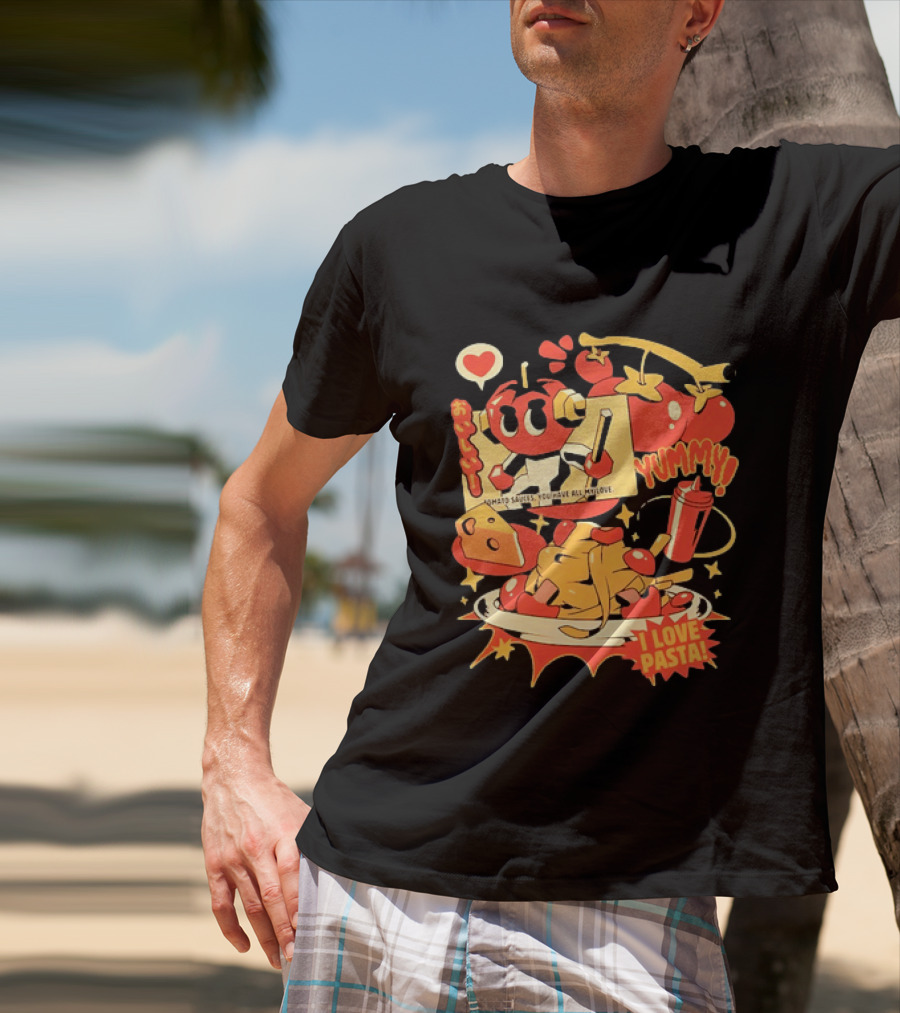 Tomato Sauces Yummy I Love Pasta With Cheese And Heart T-Shirt