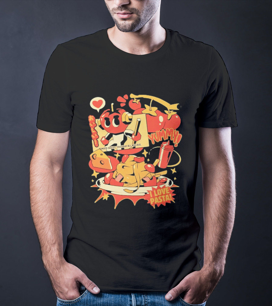 Tomato Sauces Yummy I Love Pasta With Cheese And Heart T-Shirt