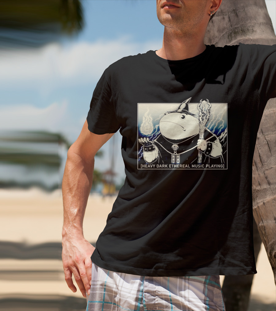 Wizard Frog With Staff And Magic Energy Heavy Dark Ethereal Music Playing T-Shirt