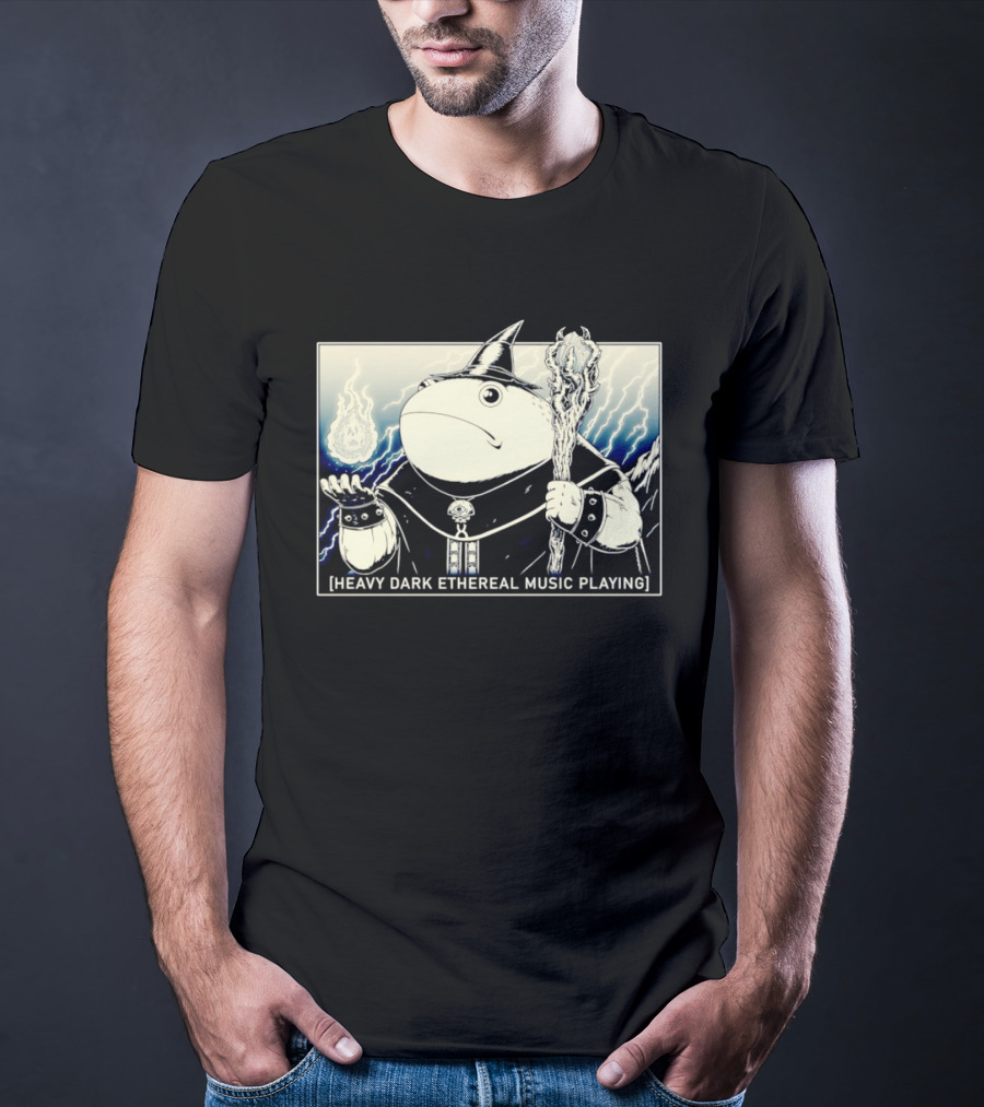 Wizard Frog With Staff And Magic Energy Heavy Dark Ethereal Music Playing T-Shirt