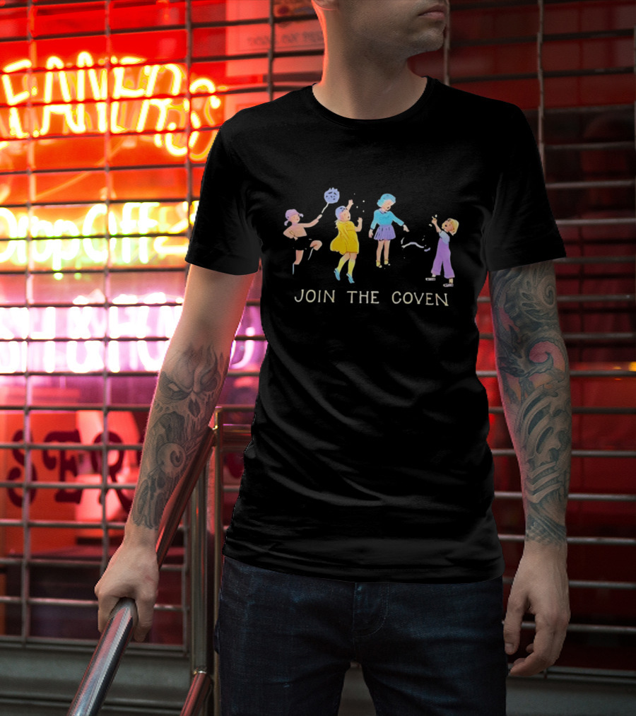 Join The Coven Witchcraft Magic Witches Kids Playful Scene T-Shirt