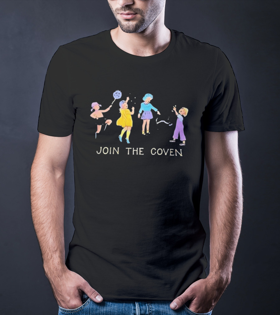 Join The Coven Witchcraft Magic Witches Kids Playful Scene T-Shirt