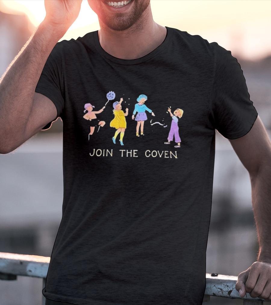 Join The Coven Witchcraft Magic Witches Kids Playful Scene T-Shirt