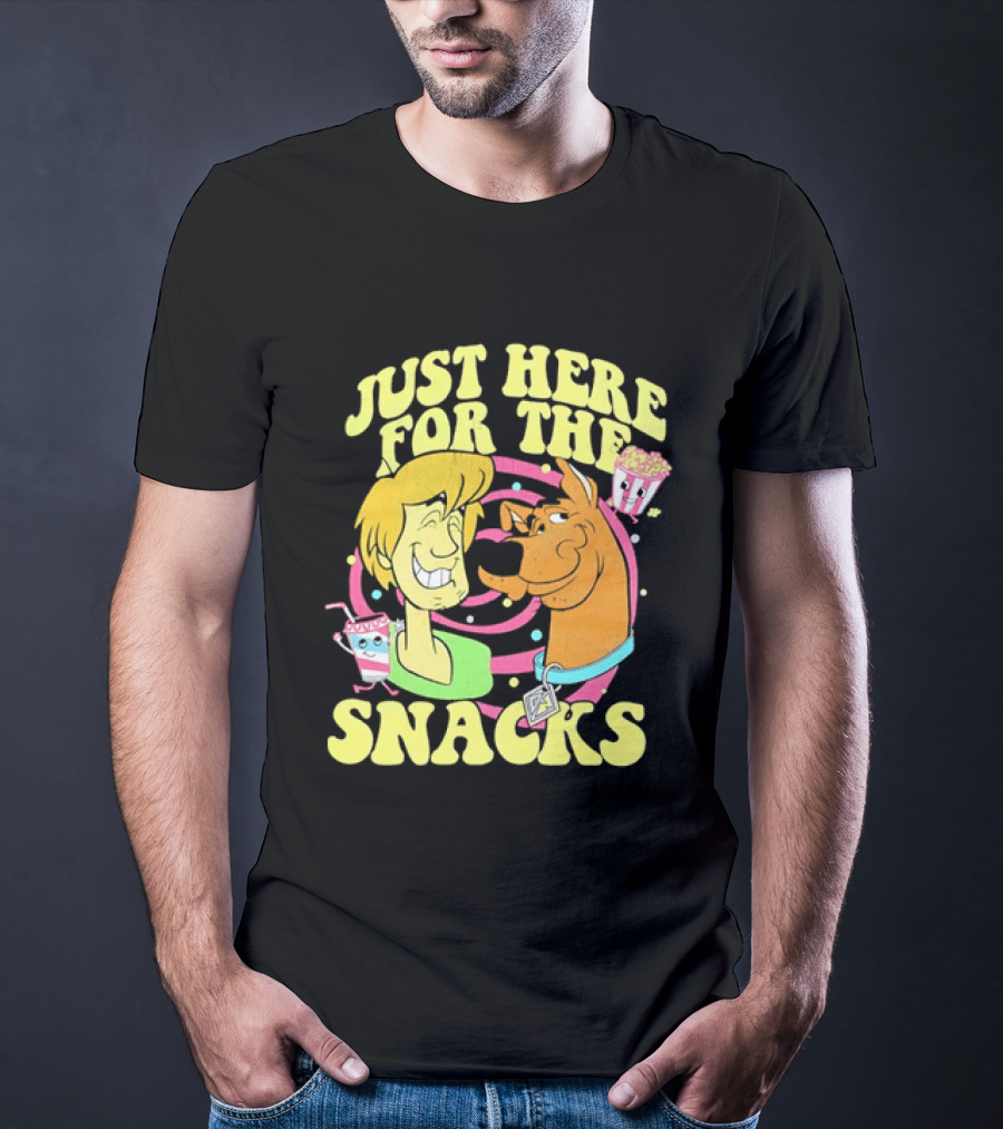 Scooby Doo Shaggy Just Here For The Snacks Popcorn Fun T-Shirt