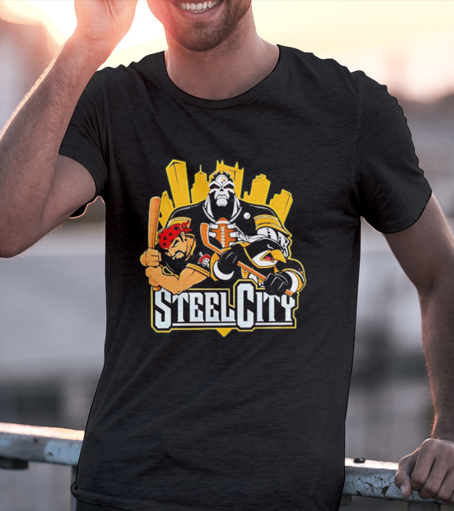 Steel City Pittsburgh Sports Teams Mascot Trio T-Shirt